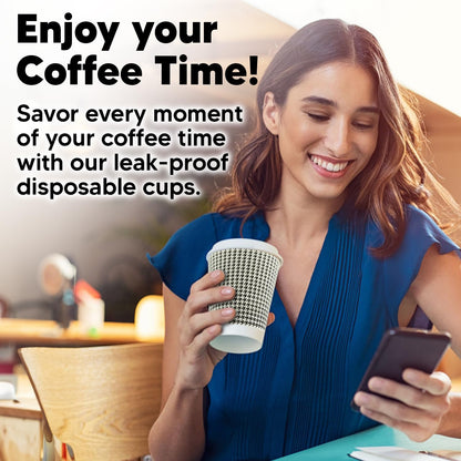 TOPtoper 350 Pack 8 oz Insulated Disposable Coffee Cups with Lids, Double Wall Corrugated Paper Hot Cups Bulk To Go Disposable Cups for Hot Beverage or Cold Drinks Ideal for Cafes