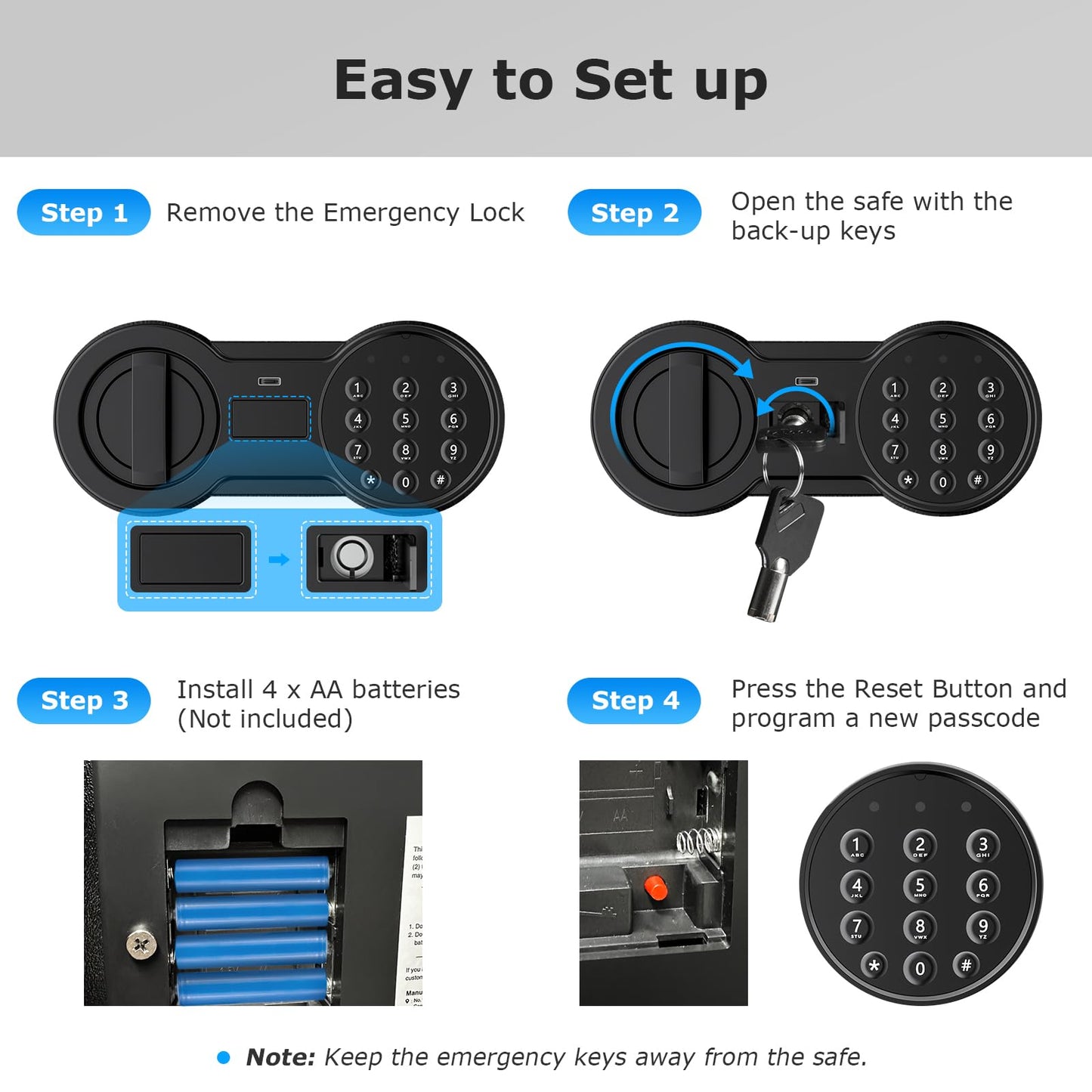 Bonsaii Safe Box with Fireproof Bag, 1.28 Cubic Feet Security Safe Box for Home, Document Safes with Digital Keypad Lock, Removable Shelf for Money, Medicine, Valuables, 12.99 x 14.17 x 12.99 Inches