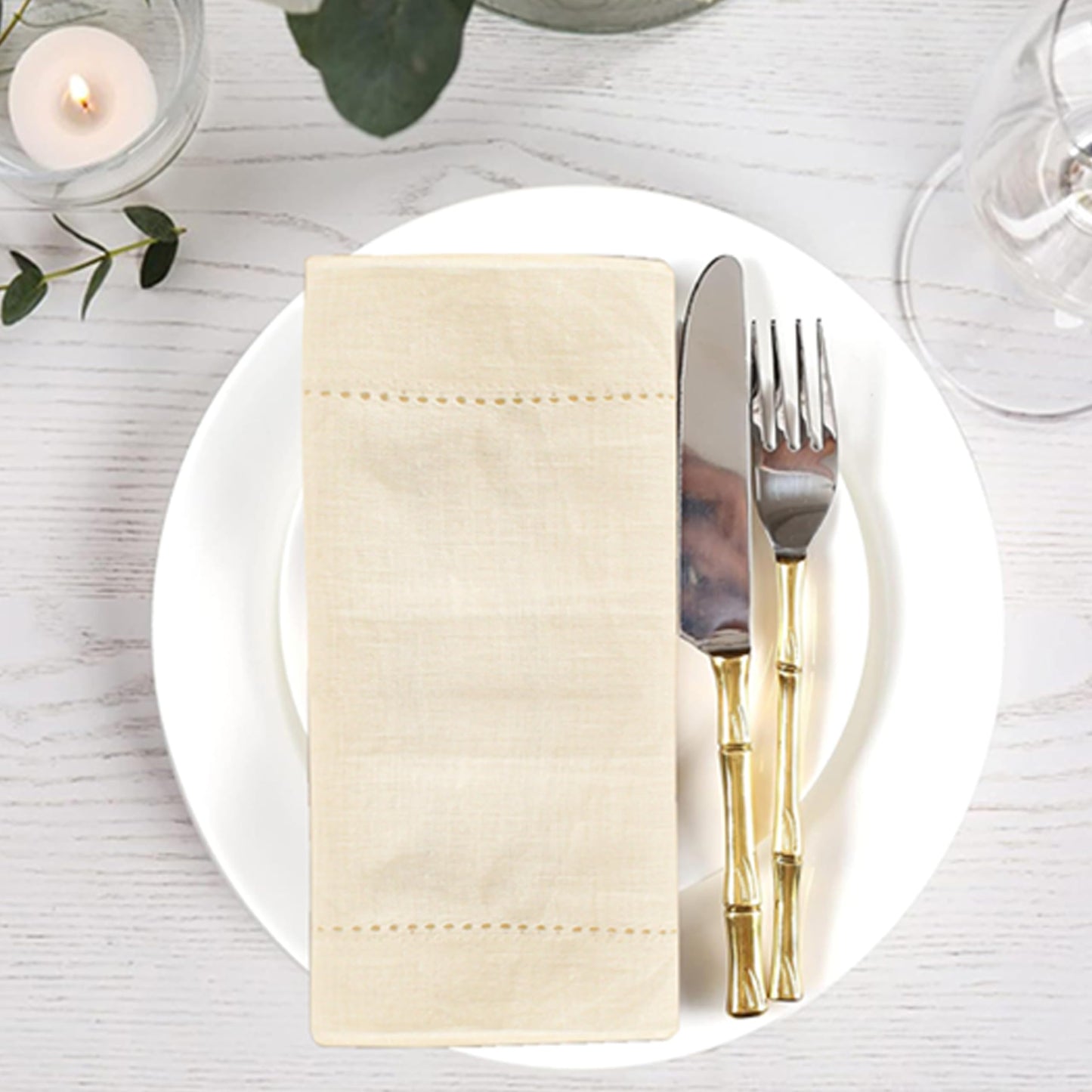 Set of 4 Linen Hemstitched Napkins