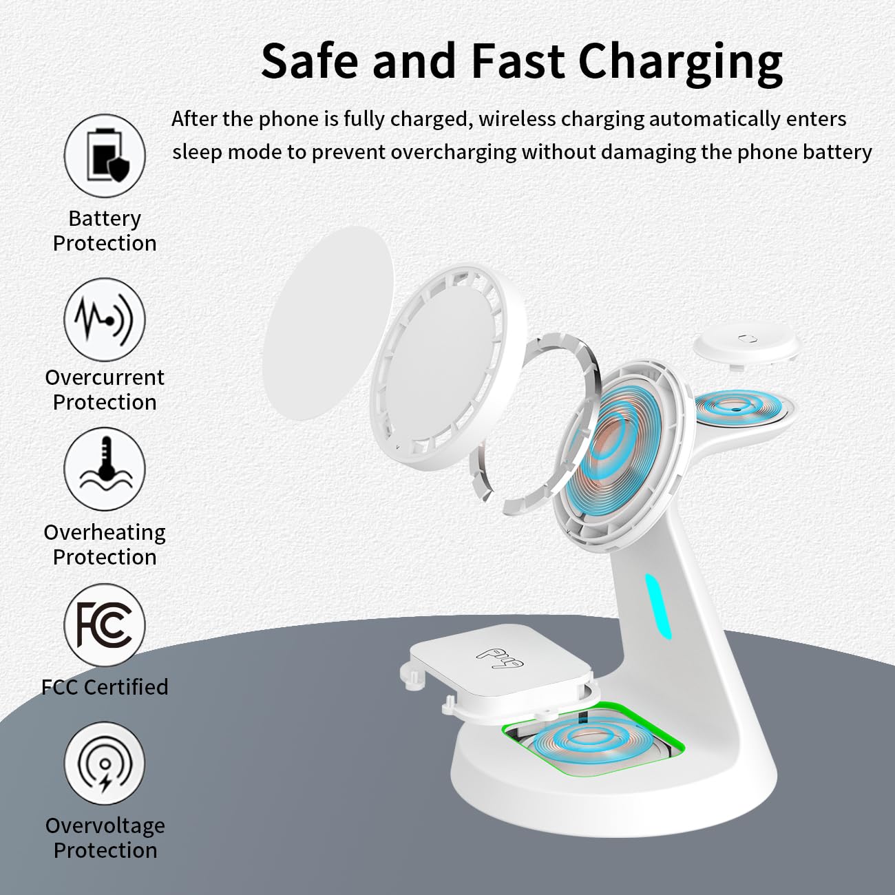 3 in 1 Charging Station Compatible with Magsafe Charger Wireless Charging Station for iPhone 17 16 15 14 13 12 Series Wireless Charger Stand for AirPods Wireless Charging Stand for iWatch Series
