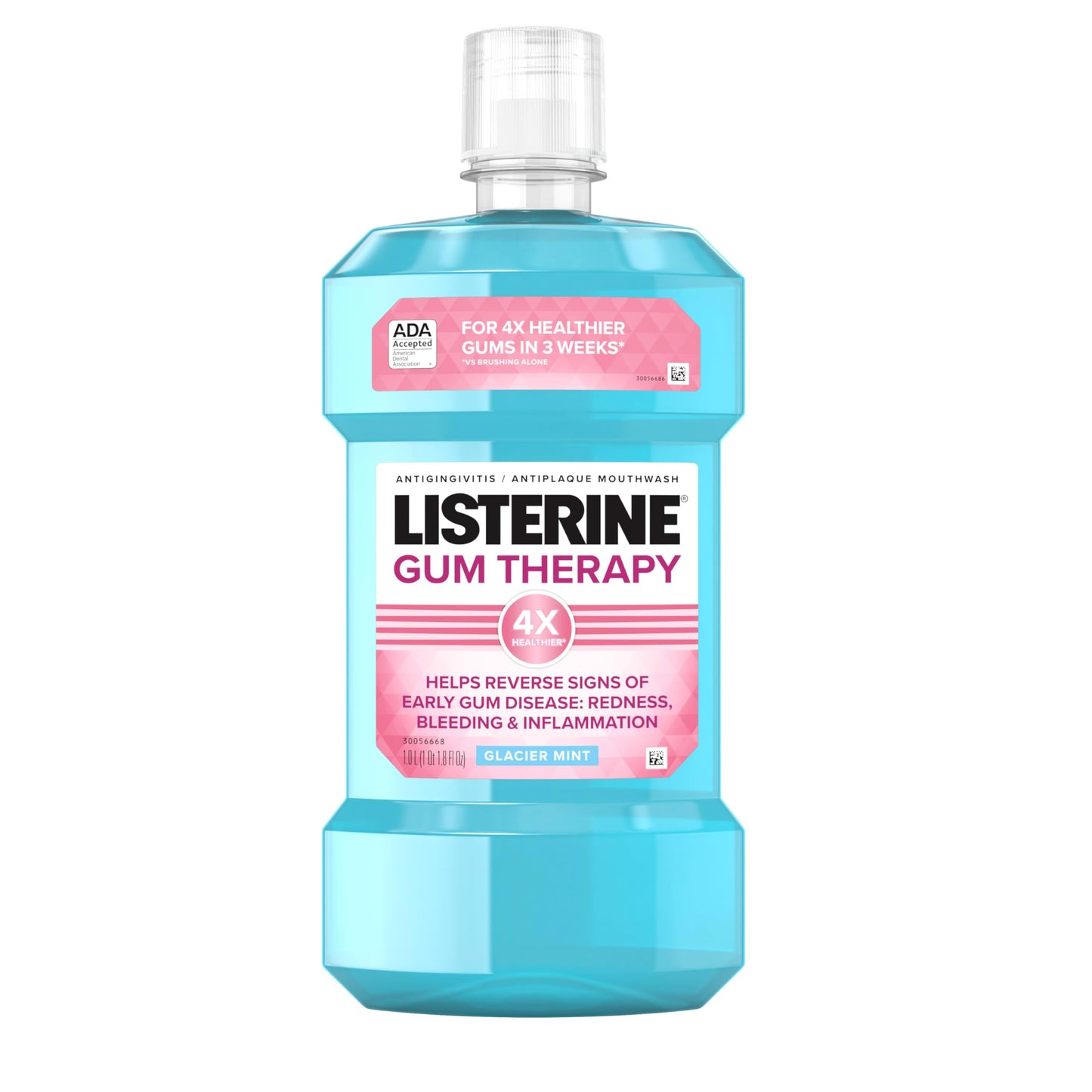 Listerine Gum Therapy Antiplaque & Anti-Gingivitis Mouthwash, Oral Rinse to Help Reverse Signs of Early Gingivitis Like Bleeding Gums, ADA Accepted, Glacier Mint, 1 L