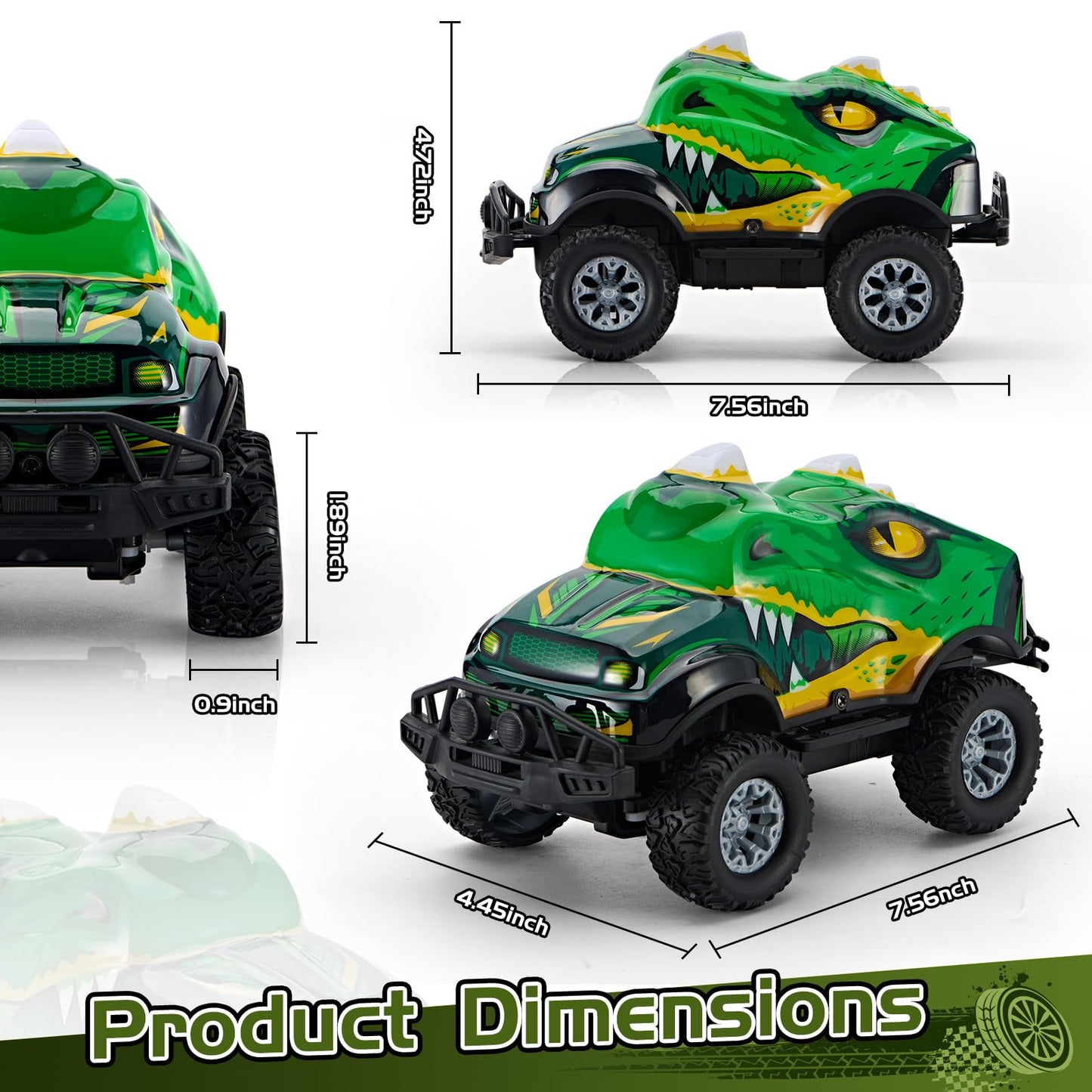 JOYBLI Dinosaur-Shaped Off-Road Vehicle Remote Control Cool Off-Road Vehicle Truck, 2.4GHz RC Car with LED Lights, 1:20Scale, RC Truck, Remote Control car from a Long Distance.Gifts for Boys (Green)