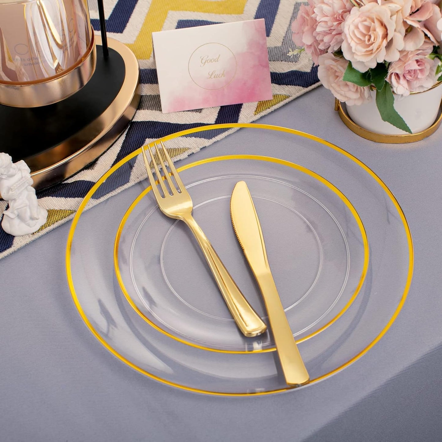140 Pcs Clear Disposable Party Dinnerware Set