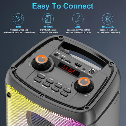 80W Portable Bluetooth Party Speaker with LED Lights