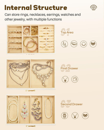 Enthralite 2-Drawer Jewelry Box Organizer for Women