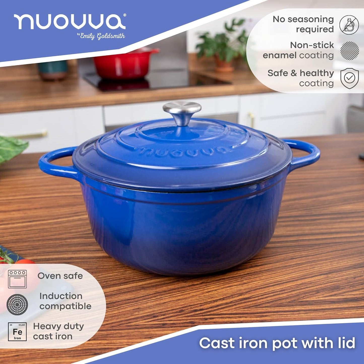 6.4-Quart Cast Iron Dutch Oven with Lid