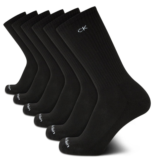 Calvin Klein Men's 6 Pair Athletic Crew Socks, Size 7-12, Pure Black