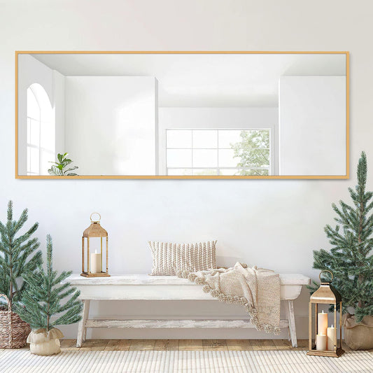 NEUTYPECHIC 63"x20" Mirror Full Length Wall Mirror Floor & Full Length Mirrors for Wall Decor Living Room Wall-Mounted Mirrors Body Mirror Gold Mirror Large Mirror (JJ00362ZZE-M-USAM021)