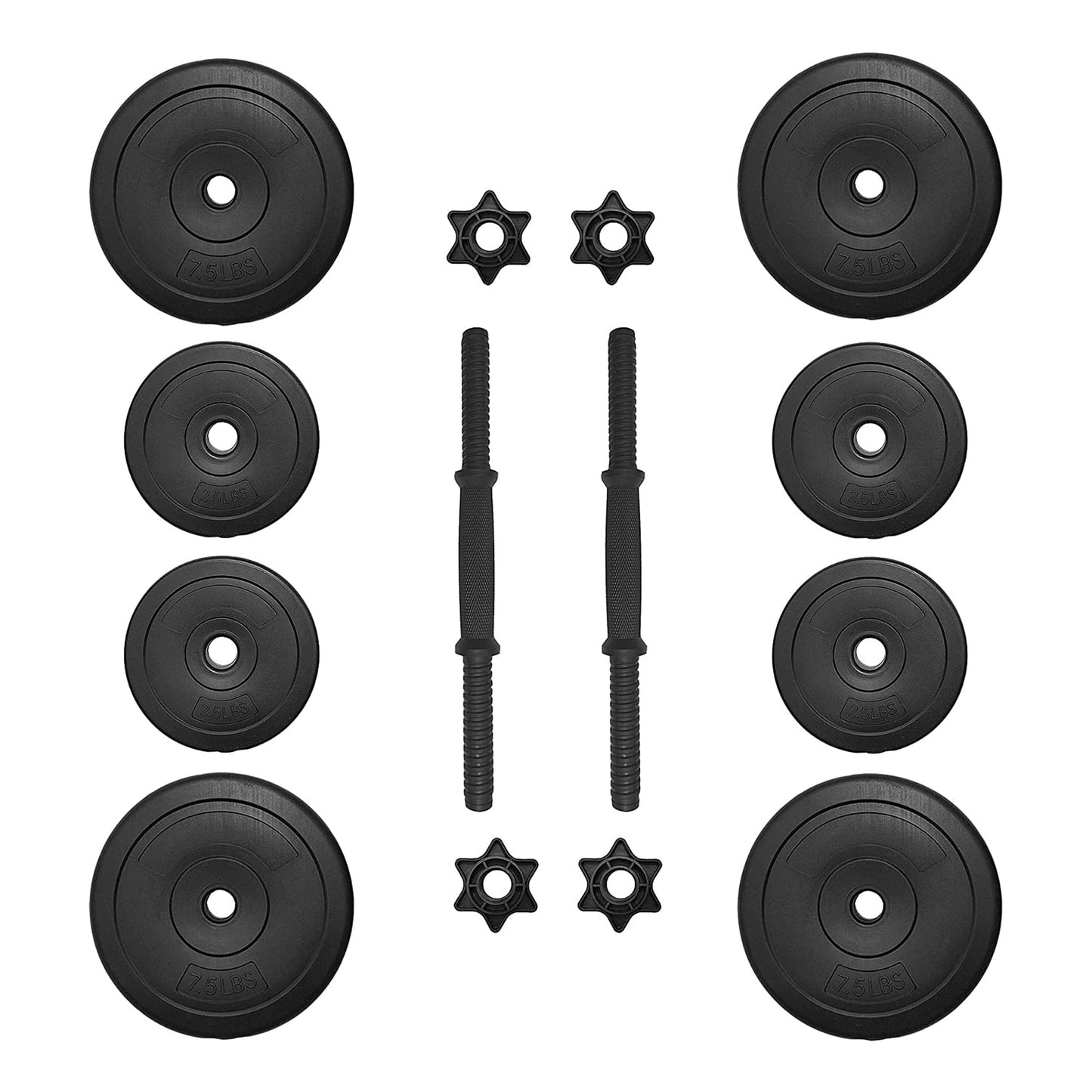 BalanceFrom Fitness 40 Pound 14 Item All Purpose Vinyl Weight Dumbbell Set with 2.5 Pound and 7.5 Pound Weights and Collar Locks, Black