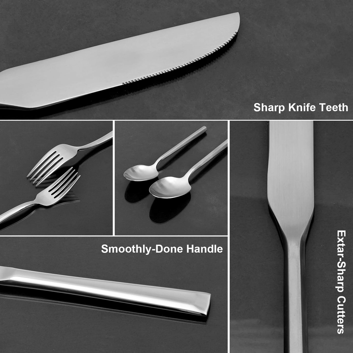 Kikbioee 20-Piece Silverware Set, Forged Stainless Steel Cutlery Set, Bevel Handle Flatware Set, Modern Mirror| Dishwasher Safe| Service for 4