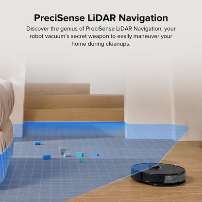 roborock S8 Robot Vacuum and Mop Cleaner, DuoRoller Brush, 6000Pa Suction, ReactiveAI 2.0 Obstacle Avoidance, Sonic Mopping, Auto Lifting Mop, Works with Alexa, Perfect for Pet Hair, Black
