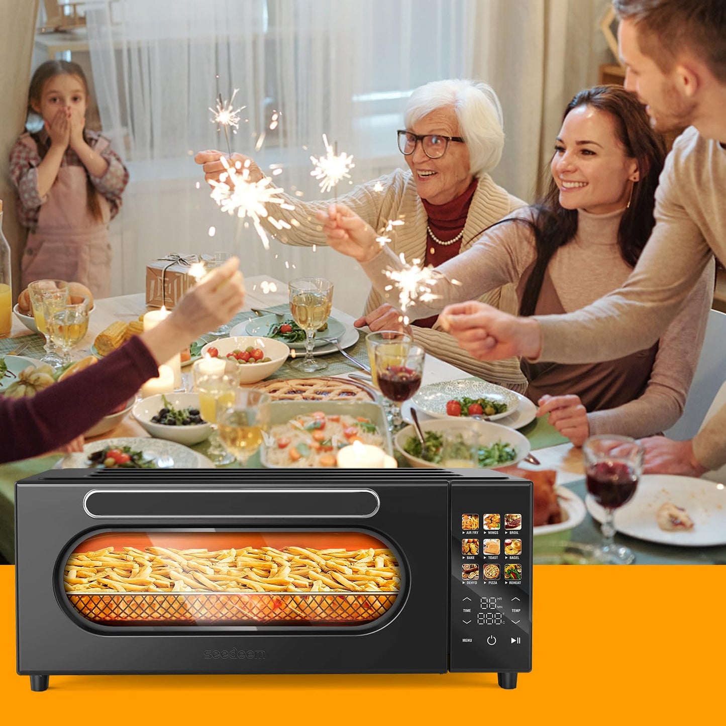 SEEDEEM 10-in-1 Convection Toaster Oven, 15L