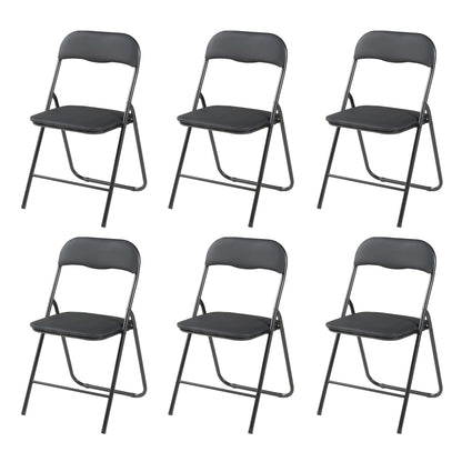 Panana Folding Chairs with Padded Cushion and Back, Metal Chairs for Home and Office,Indoor and Outdoor Foldable Chairs (Black, 6 Pack)