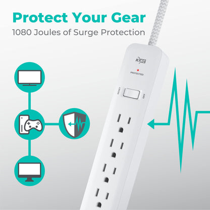 KMC 6-Outlet Surge Protector Power Strip 2-Pack