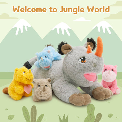 Rhino Stuffed Animal Plush with Baby Rhinos Inside