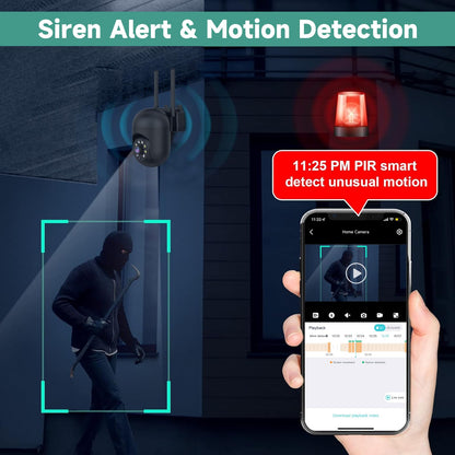 2K PTZ Outdoor Security Camera with Night Vision