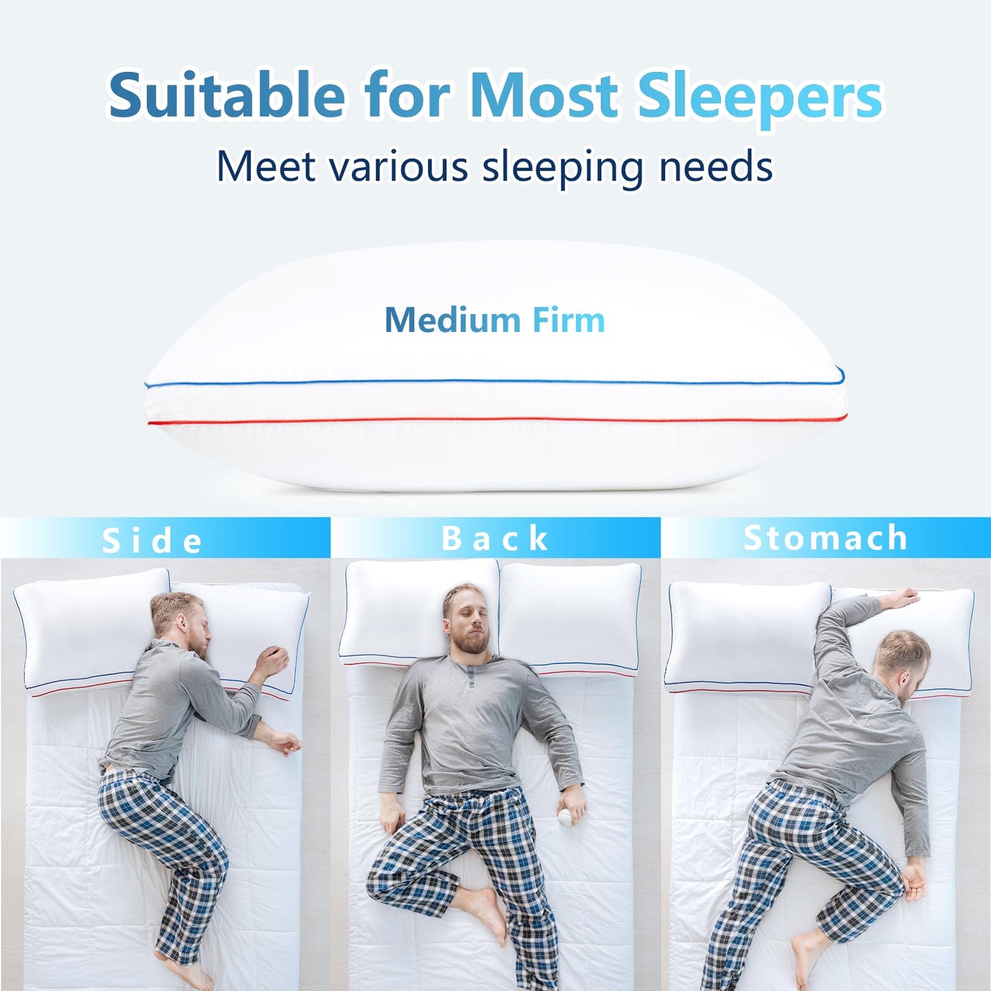 2 Pack Fluffy Queen Size Sleeping Pillows