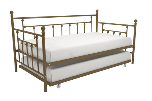 DHP Manila Metal Twin Size Daybed and Twin Size Trundle (Gold)
