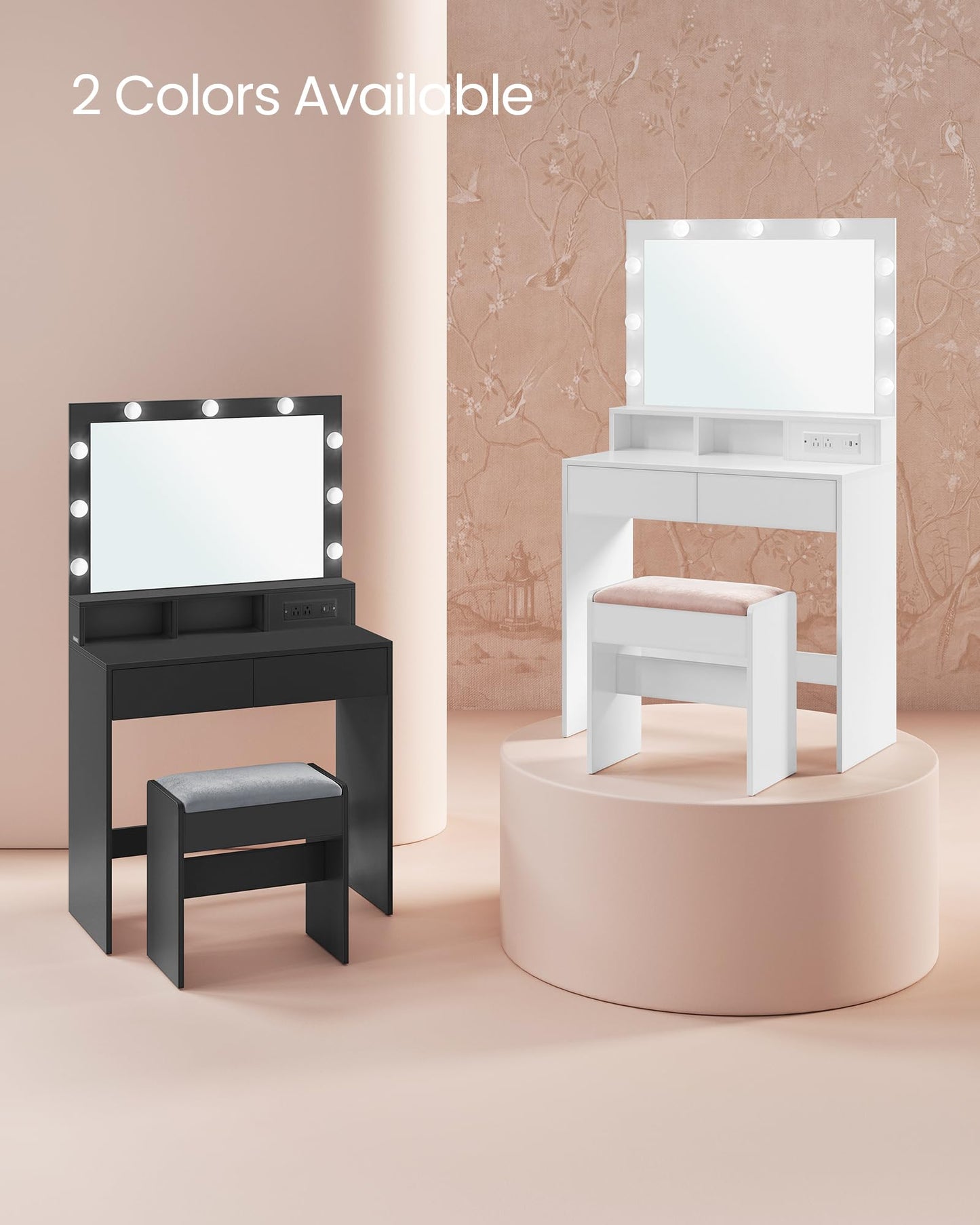VASAGLE Makeup Vanity Desk with Lights and Stool
