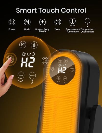 Portable 1200W Space Heater with Oscillation & Timer