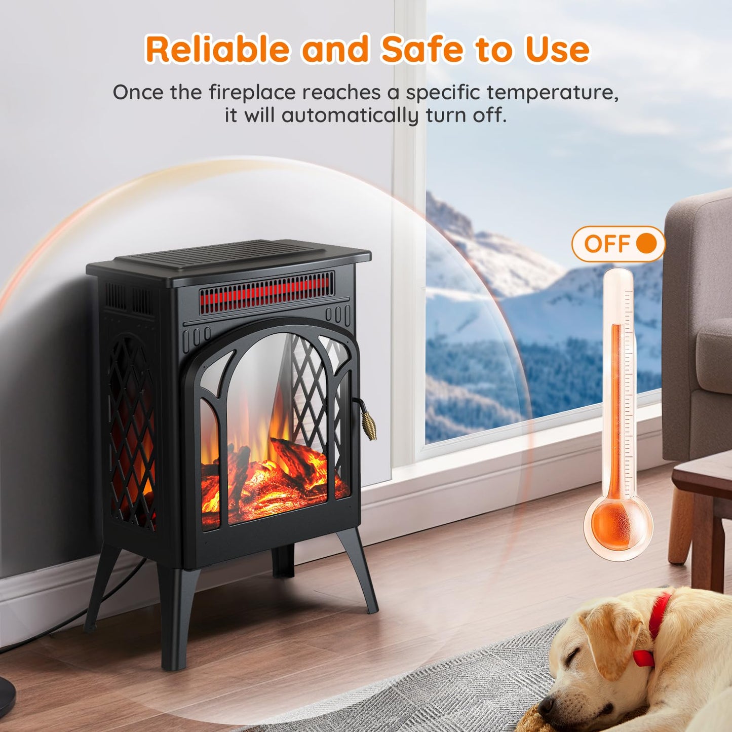 Rintuf 1500W Electric Fireplace Heater with Remote