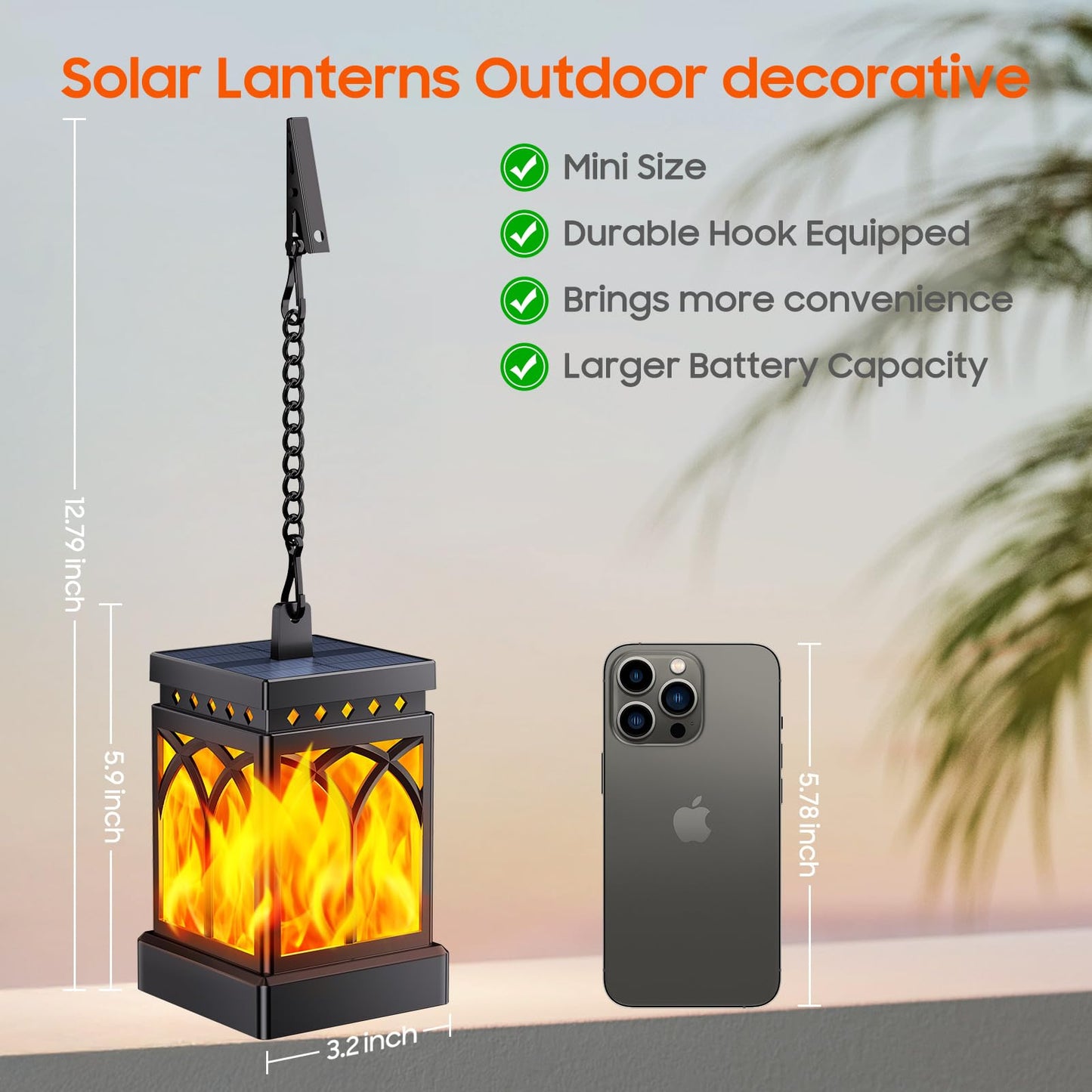 4 Pack KOOPER Solar Lanterns with Flickering Flame