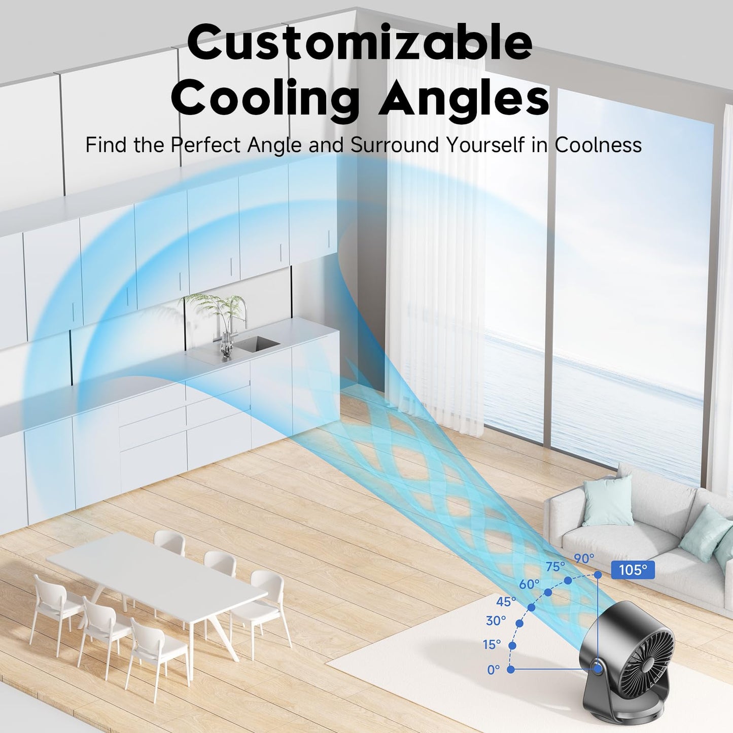 Quiet USB Wall-Mounted Fan with 100 Speeds