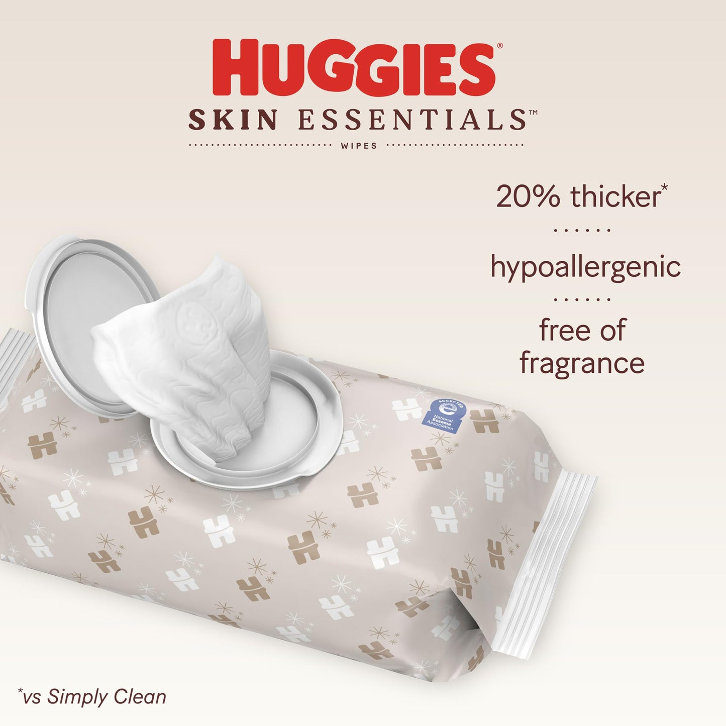 Huggies Skin Essentials Baby Wipes, Hypoallergenic, 99% Water, 2 Flip Top Packs (112 Wipes Total)