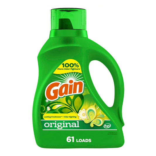 61 Loads Gain Liquid Laundry Detergent, Original Scent, 88 fl oz