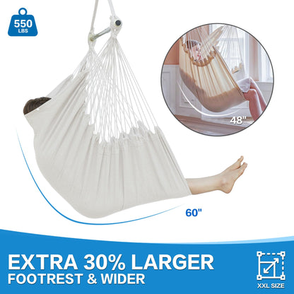PNAEUT Modern Style Hanging Chair for Bedroom with 2 Cushions and Pillow (Beige)