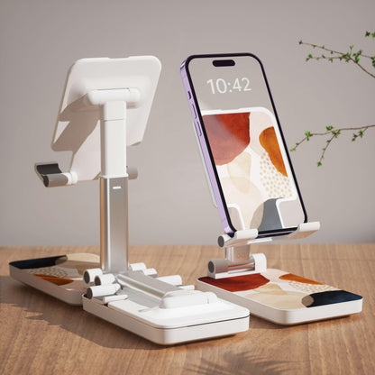 Heainaiyoo Foldable Cell Phone Stand,Angle Height Adjustable Cell Phone Holder,Phone Holder for Desk,Smart Phones Desk Accessories Phone Holder (Brown Block)