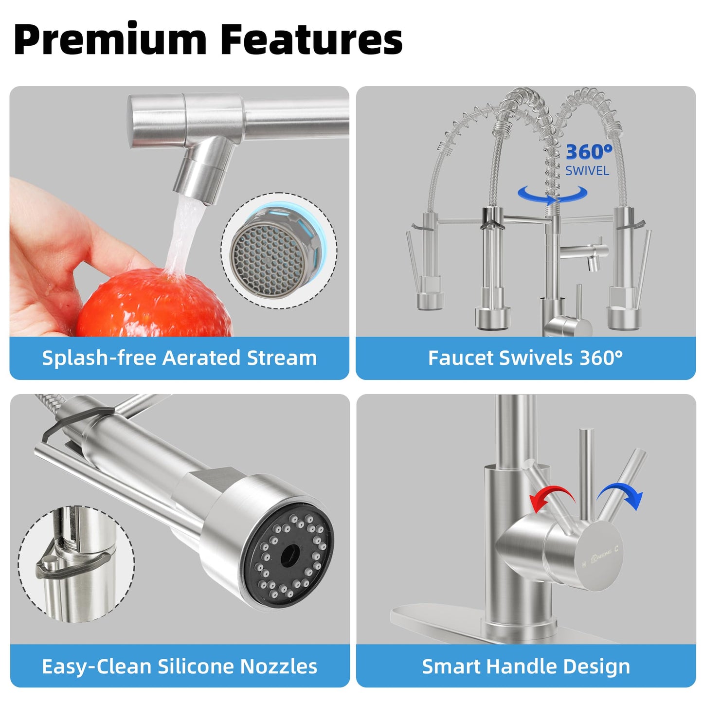 CABONG Pull Down Kitchen Faucet with Sprayer