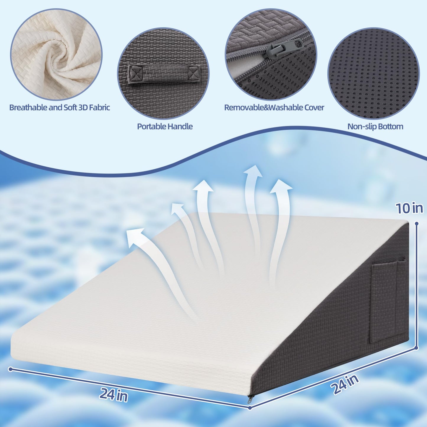 Triangle Wedge Pillow for Acid Reflux Relief