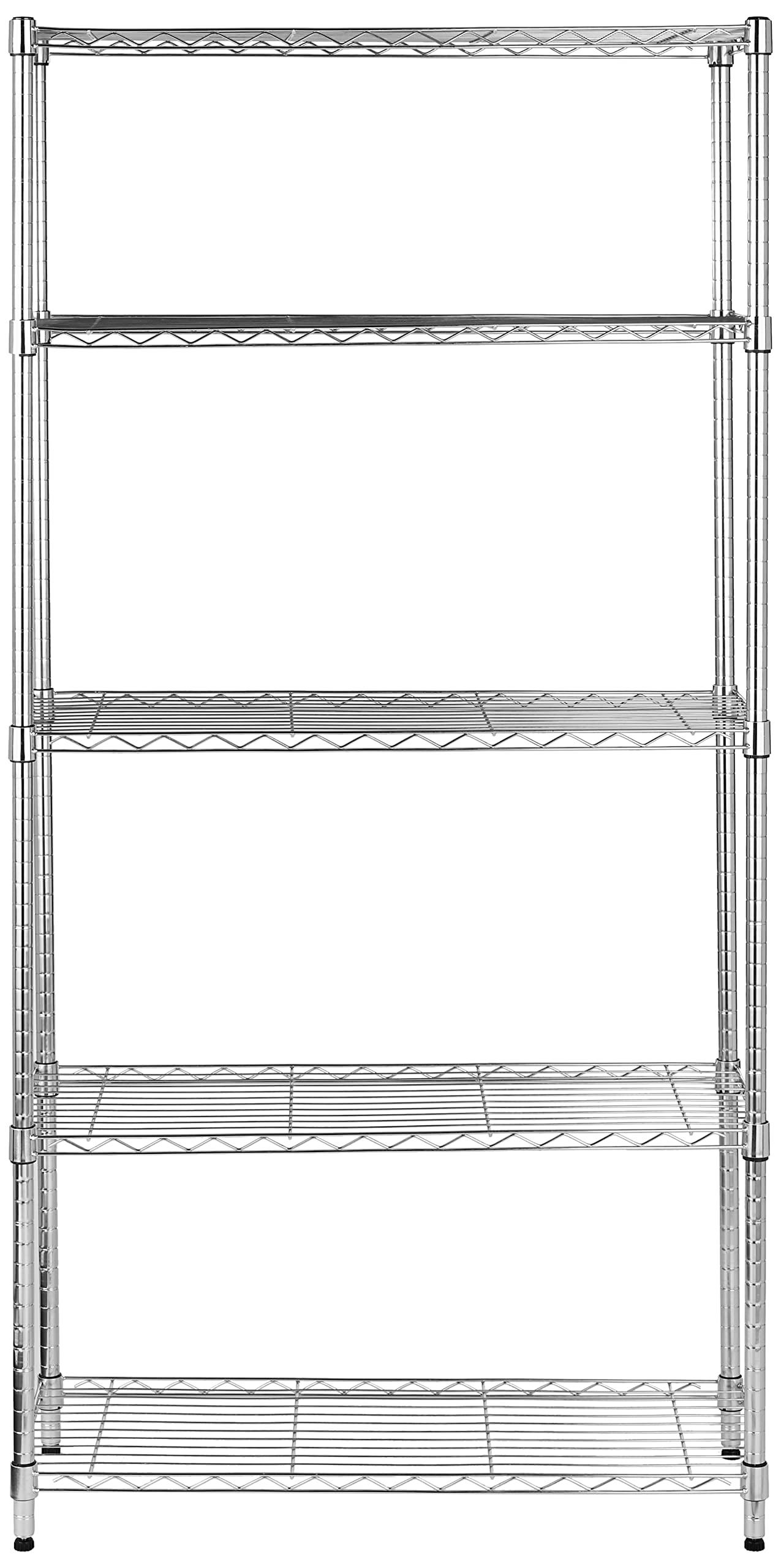 Amazon Basics 5-Shelf Adjustable Heavy Duty Steel Wire Rack Storage Shelving Organizer for Kitchen, Garage, 36" L x 14" W x 72" H, Silver