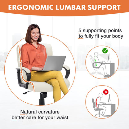 Ergonomic Adjustable Office Chair with Padded Armrests