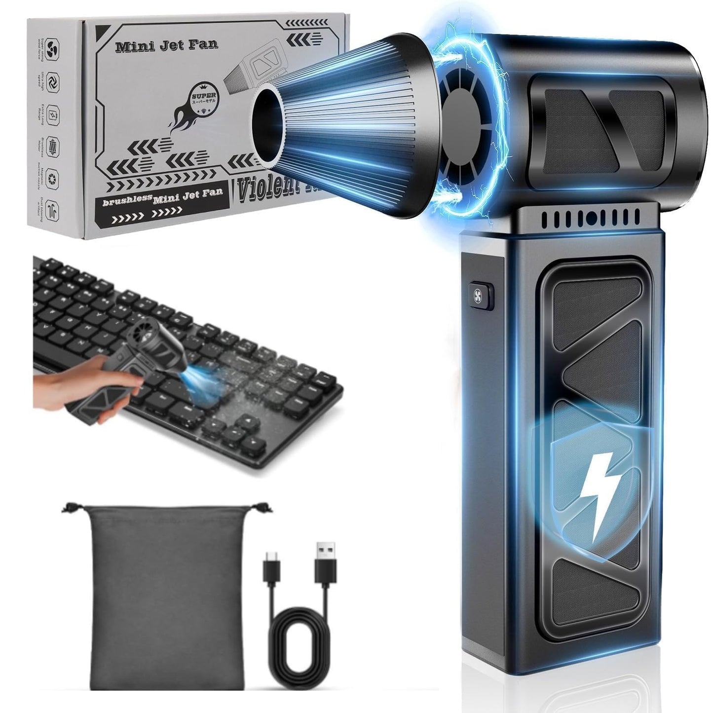 YUHUO Cordless Electric Air Duster with Turbo Fan