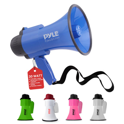 Pyle 30 Watt Battery-Operated Megaphone with Siren