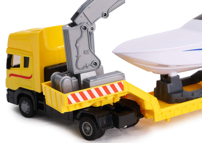 Scania Flatbed Truck with Power Boat Toyland