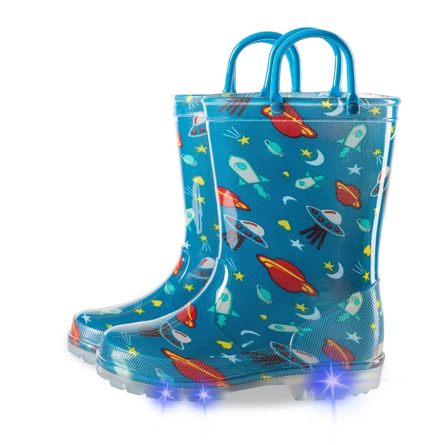 Light Up Kids Rain Boots, Waterproof, Size 5