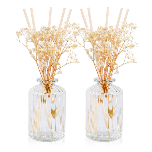 L'odeur Vill Reed Diffuser, 2Pack 12.2 Oz(360ml) Vanilla Scented Diffuser with 16 Sticks, Home Fragrance Essential Oil Reed Diffuser Set for Home Large Rooms Bathroom Shelf Decor