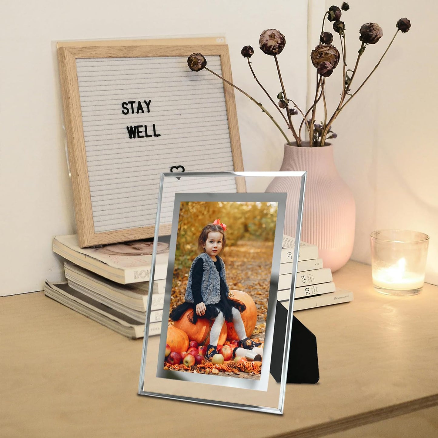 Silver Glass 4x6 Picture Frames Set of 2