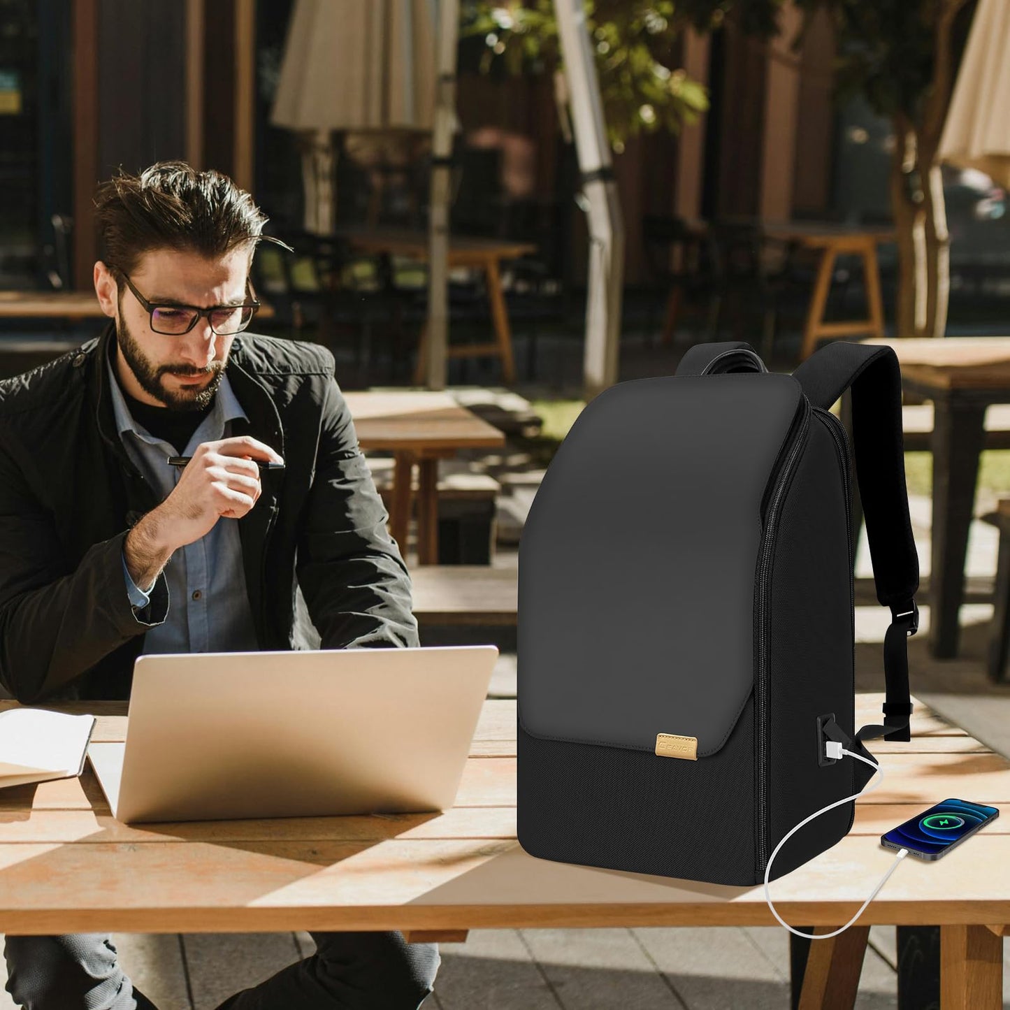 G-FAVOR Business Backpack for Men, Laptop Backpack with USB Charging Port for 15.6 inch Laptop, Water-resistant Expandable Travel Backpack