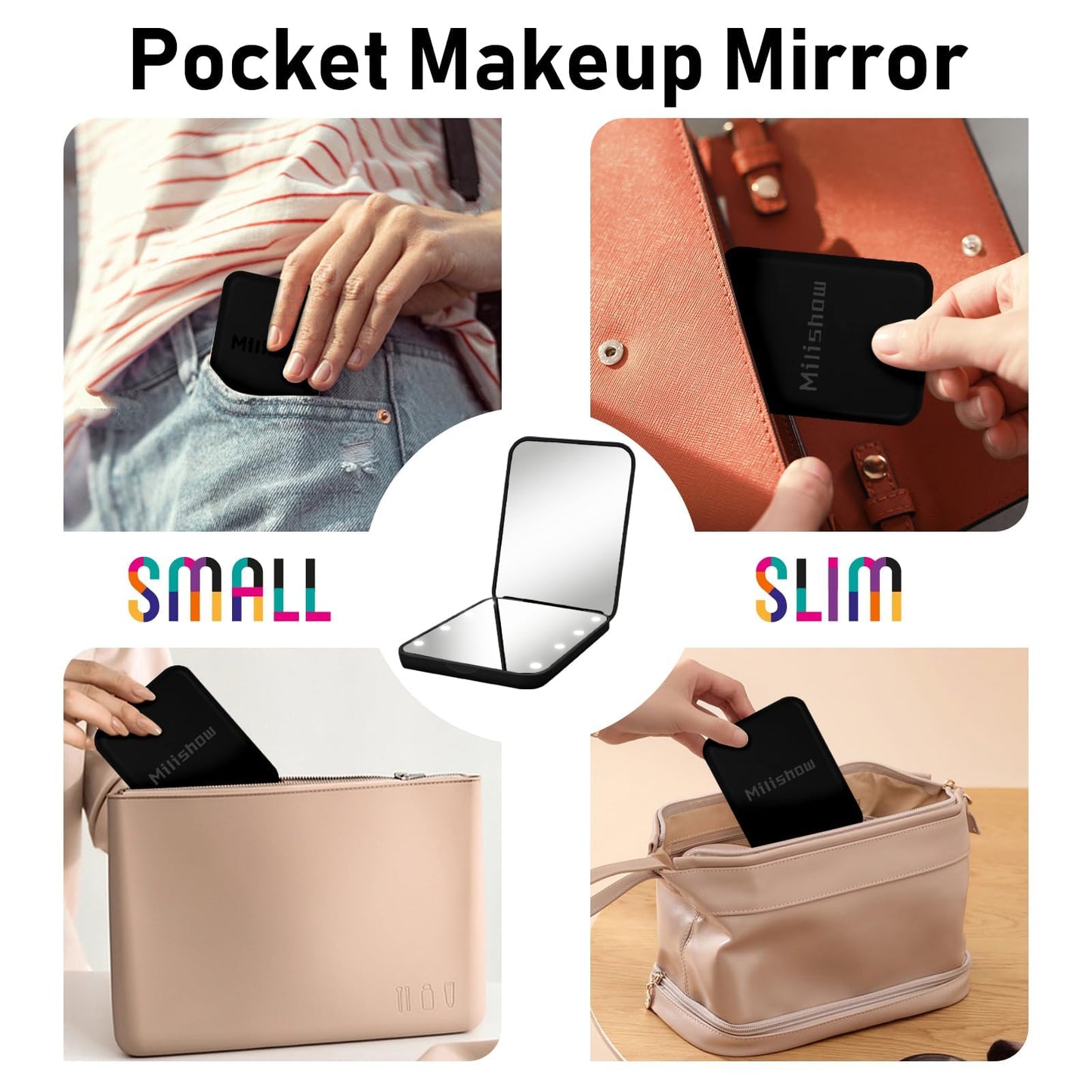 LED Compact Makeup Mirror for Travel