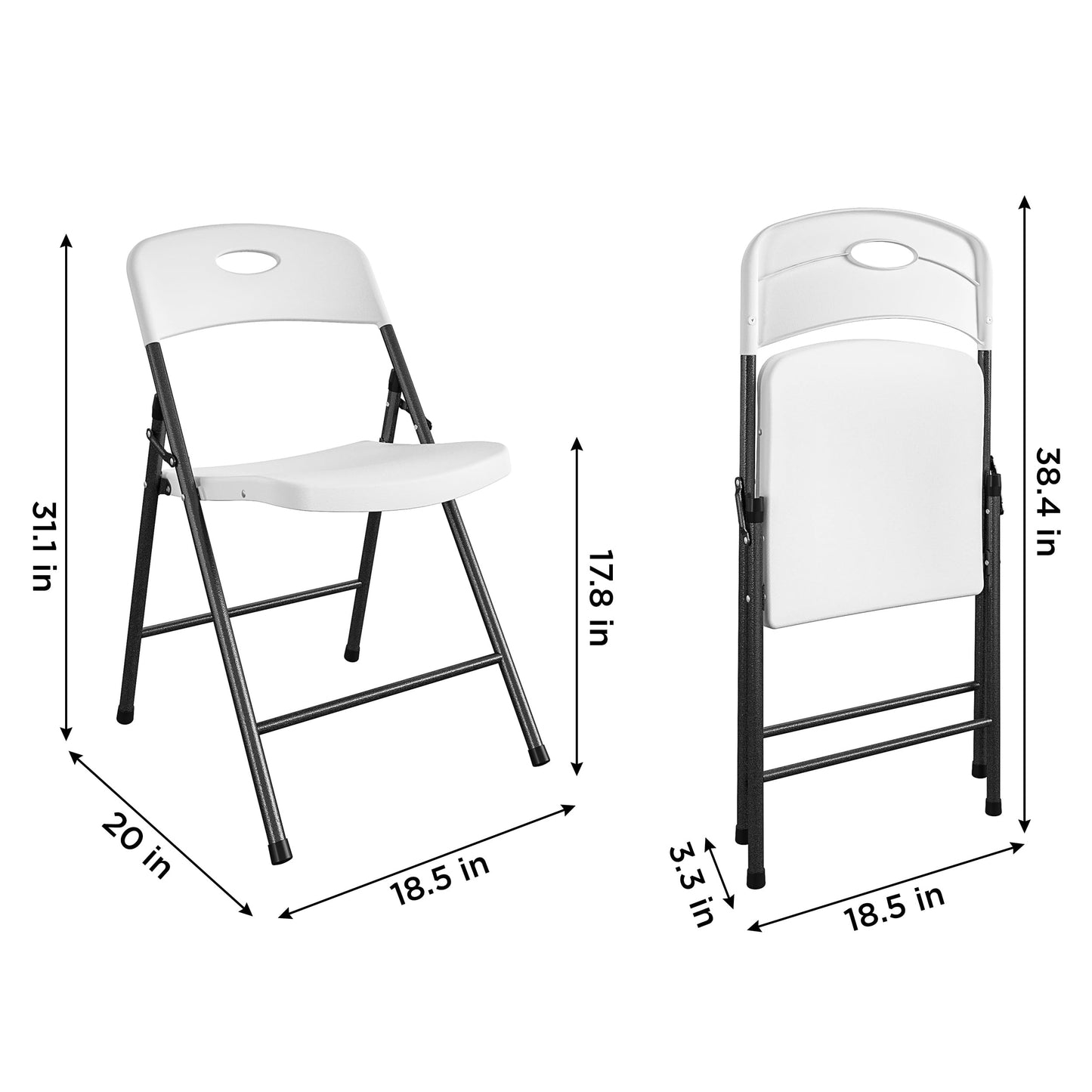 COSCO Solid Resin Folding Chair, 4-Pack, White