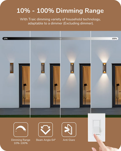 2 Pack EDISHINE Up Down Outdoor Wall Lights