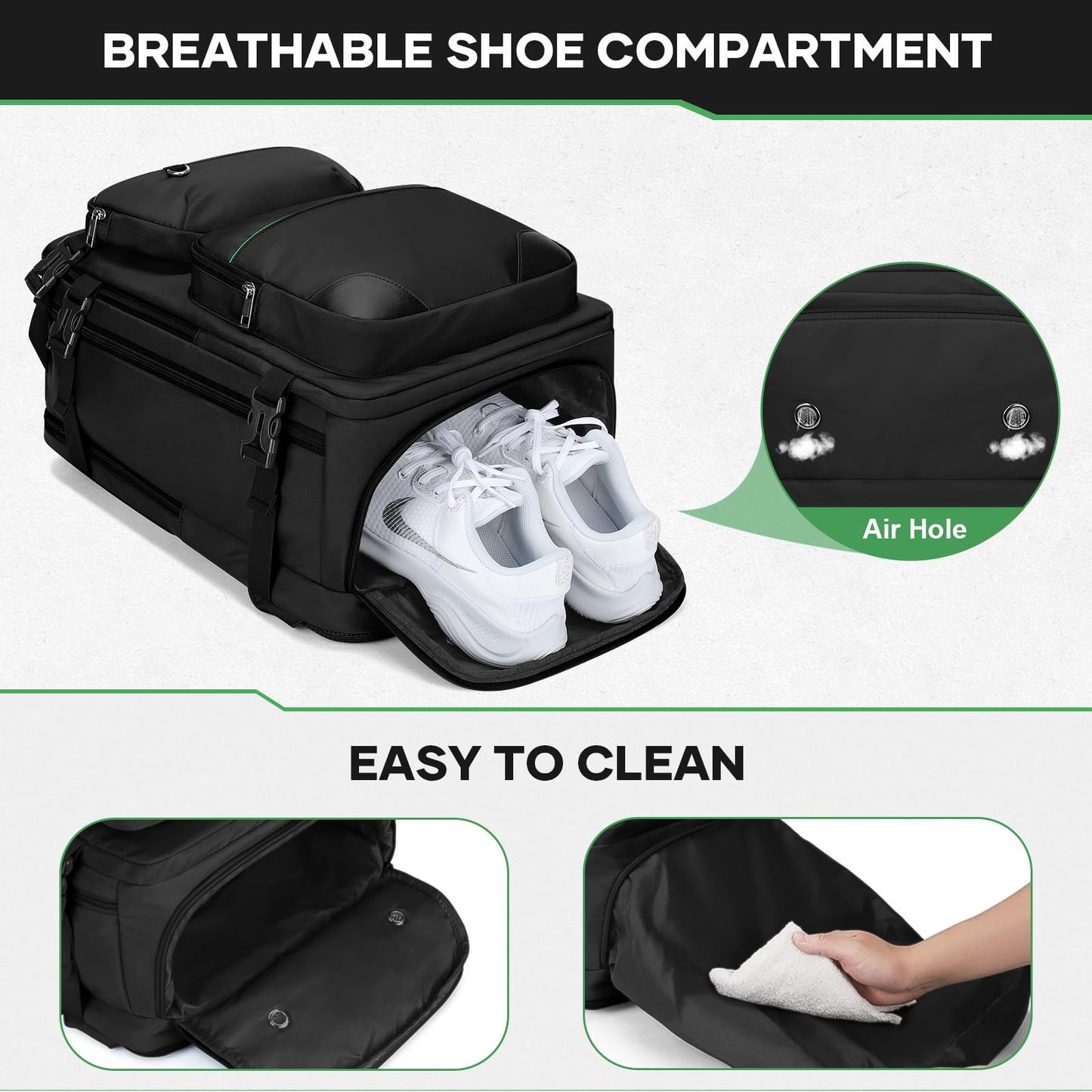 35L Waterproof Travel Backpack with Shoe Compartment