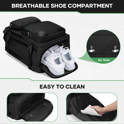 35L Waterproof Travel Backpack with Shoe Compartment