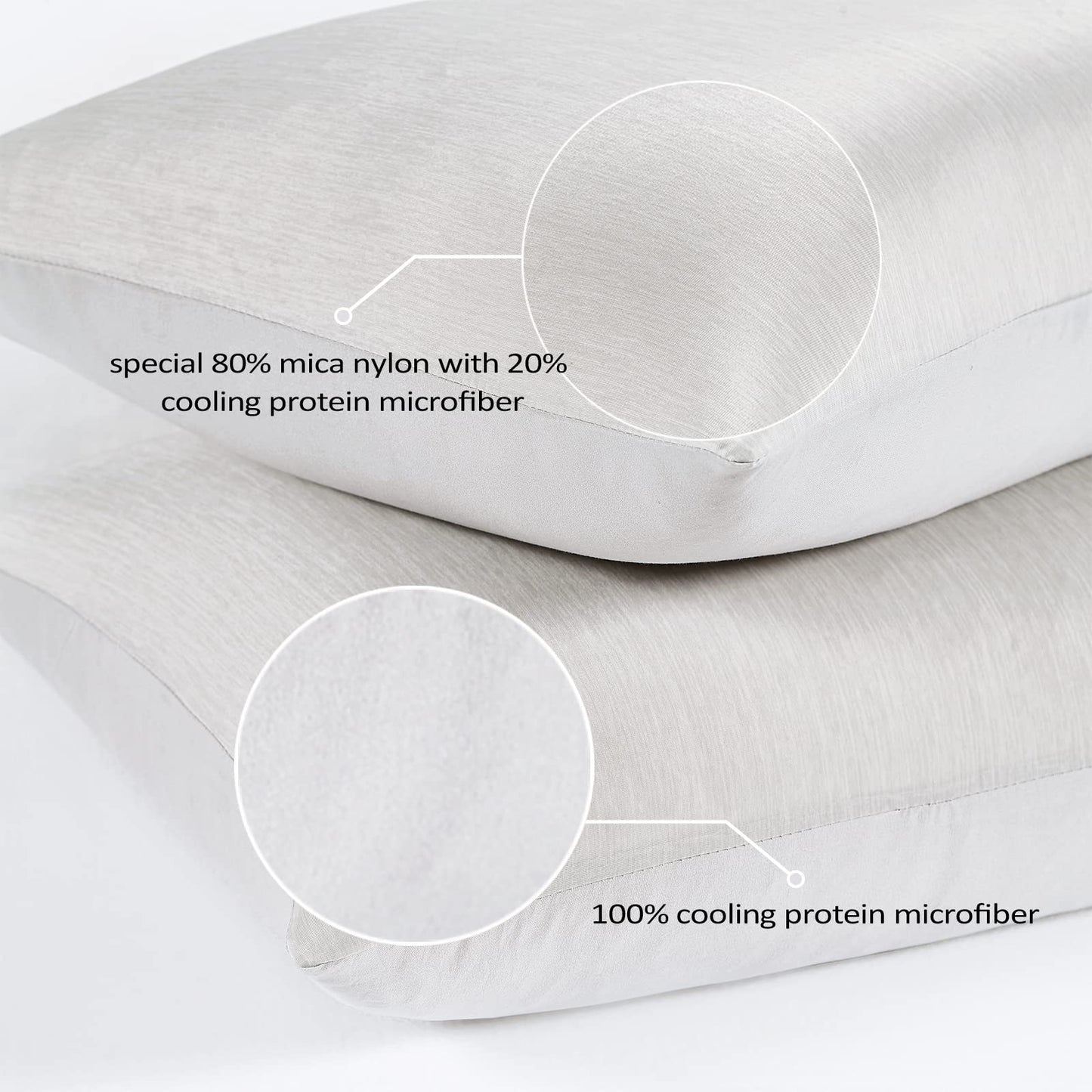 Topcee Cooling Pillow Cases, 2 Packs King Size Arc-Chill Q-Max>0.5 Ultra Soft Cool Pillowcases for Hair and Skin, Breathable Cold Pillow Case for Hot Sleepers & Night Sweats (Light Gray 20x36)
