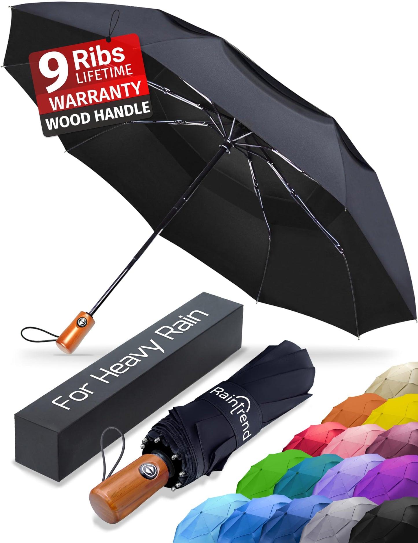 Raintrend Compact Windproof Travel Umbrella for All