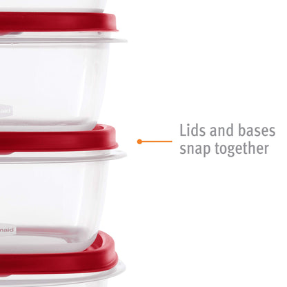 Rubbermaid 60-Piece Food Storage Containers with Lids, Microwave and Dishwasher Safe, Red Color, Ideal for Meal Prep and Pantry Storage